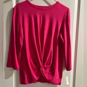 T by Talbots Hot Pink Yoga Long sleeve T shirt